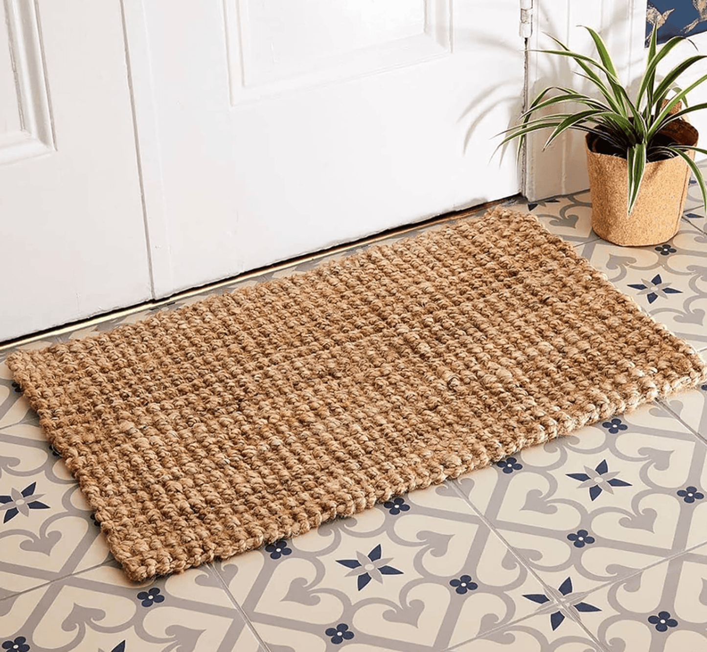 Elegant Beige Thick Chunky Jute Hand-Woven Farmhouse Rug – 2X3 Feet