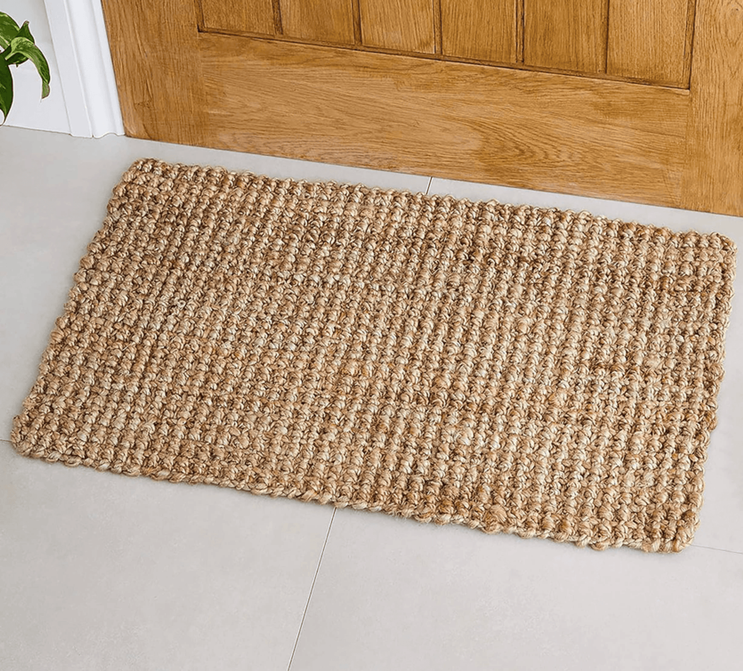 Elegant Beige Thick Chunky Jute Hand-Woven Farmhouse Rug – 2X3 Feet