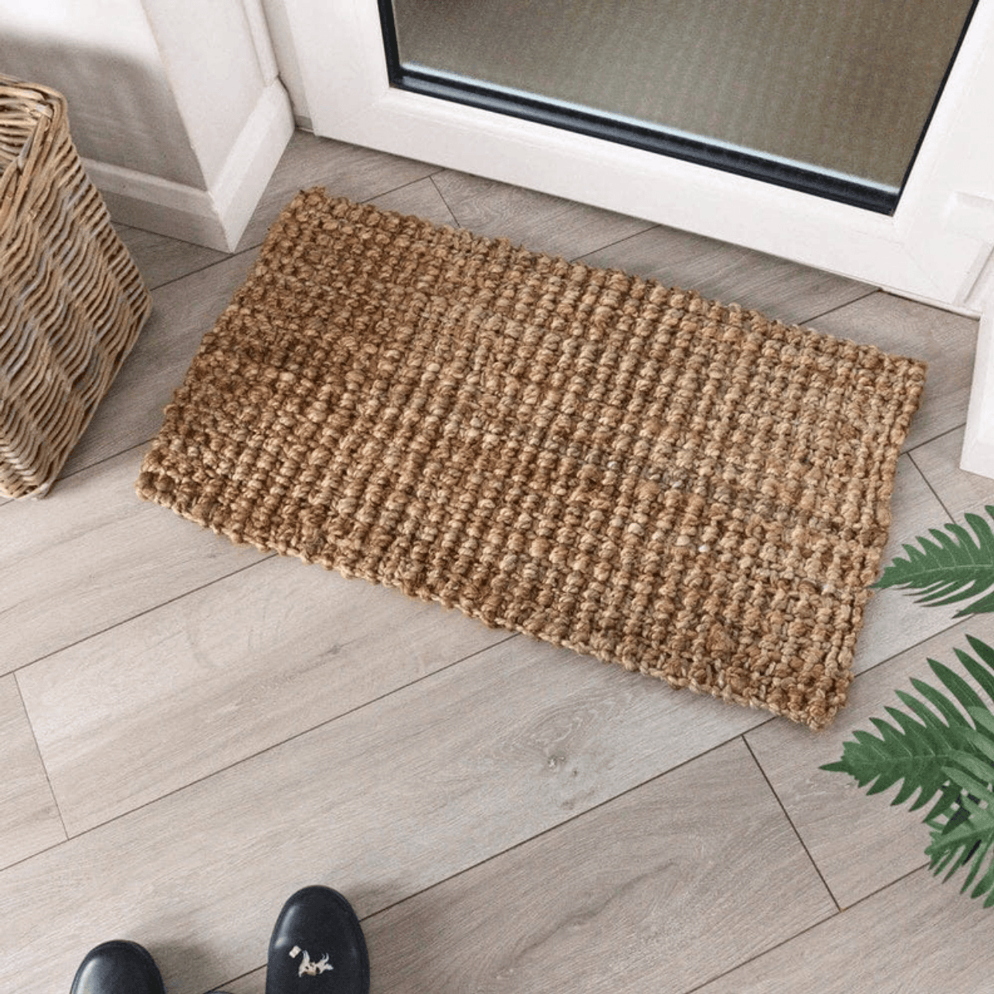 Elegant Beige Thick Chunky Jute Hand-Woven Farmhouse Rug – 2X3 Feet