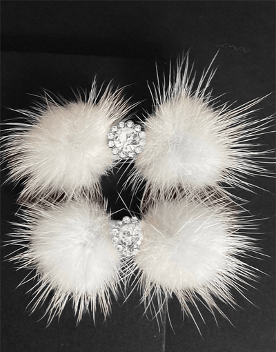 Winter Crystal Snowflake Pom Pom Hair Barrettes