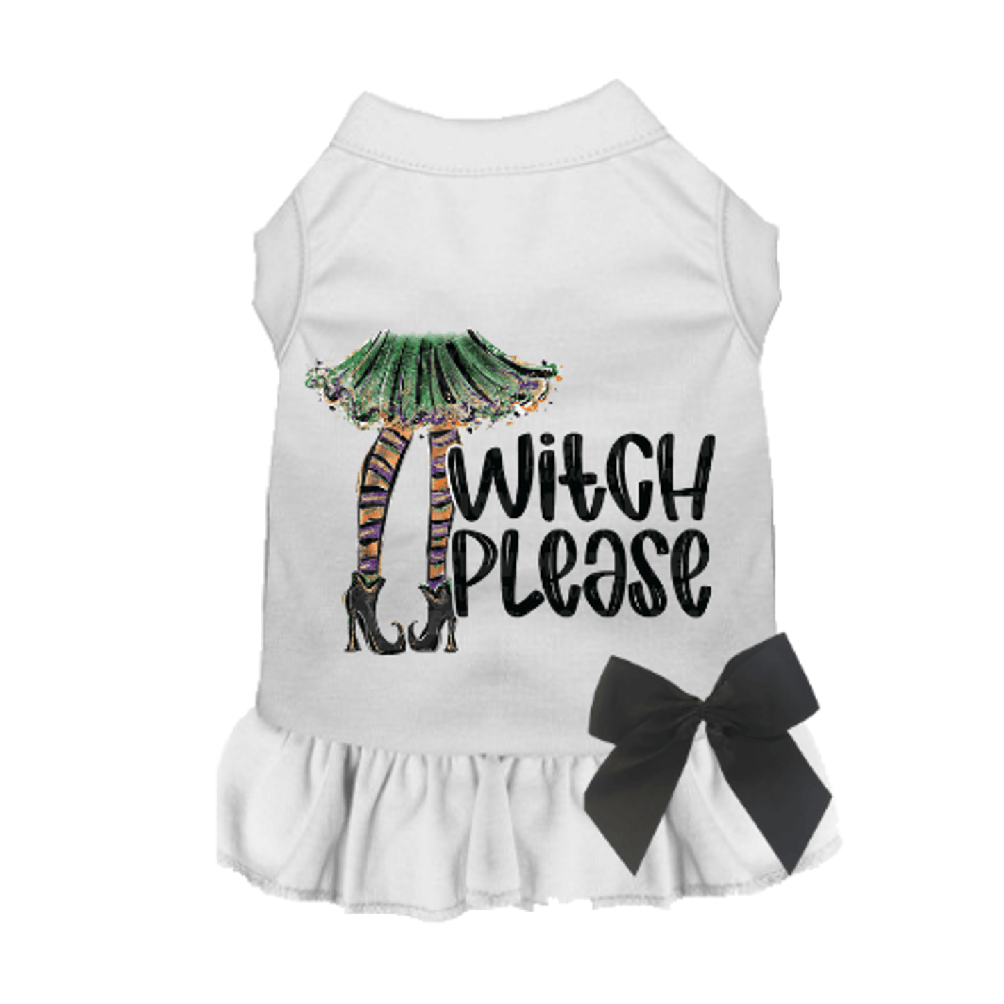 Witch Please Sleeveless Ruffle Dog Shirt for Halloween