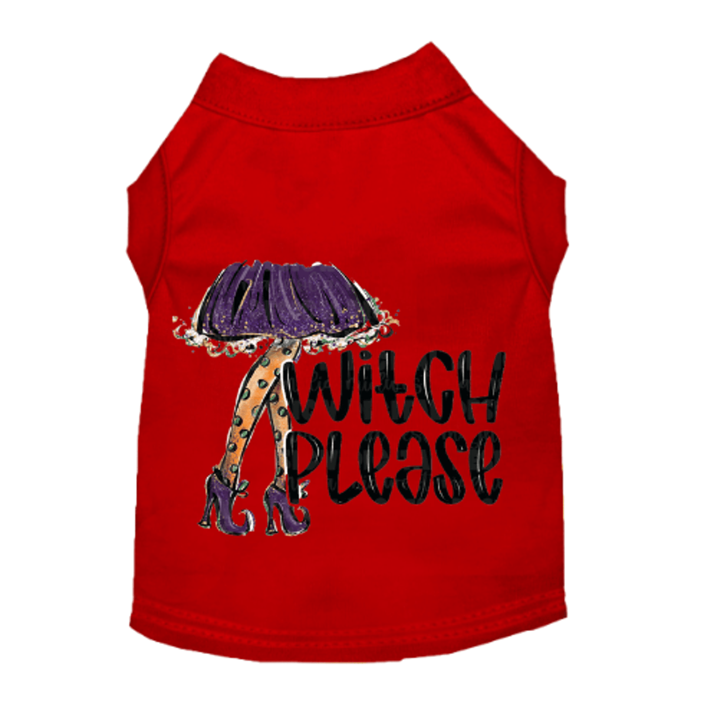 Witch Please Sleeveless Ruffle Dog Shirt for Halloween