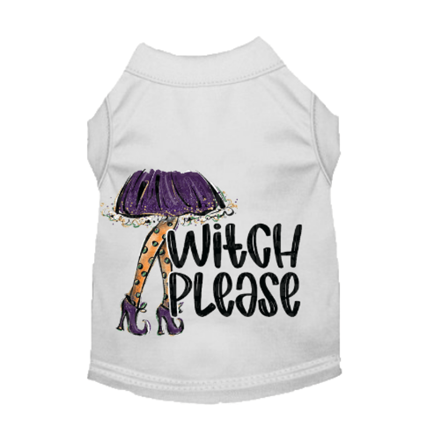 Witch Please Sleeveless Ruffle Dog Shirt for Halloween