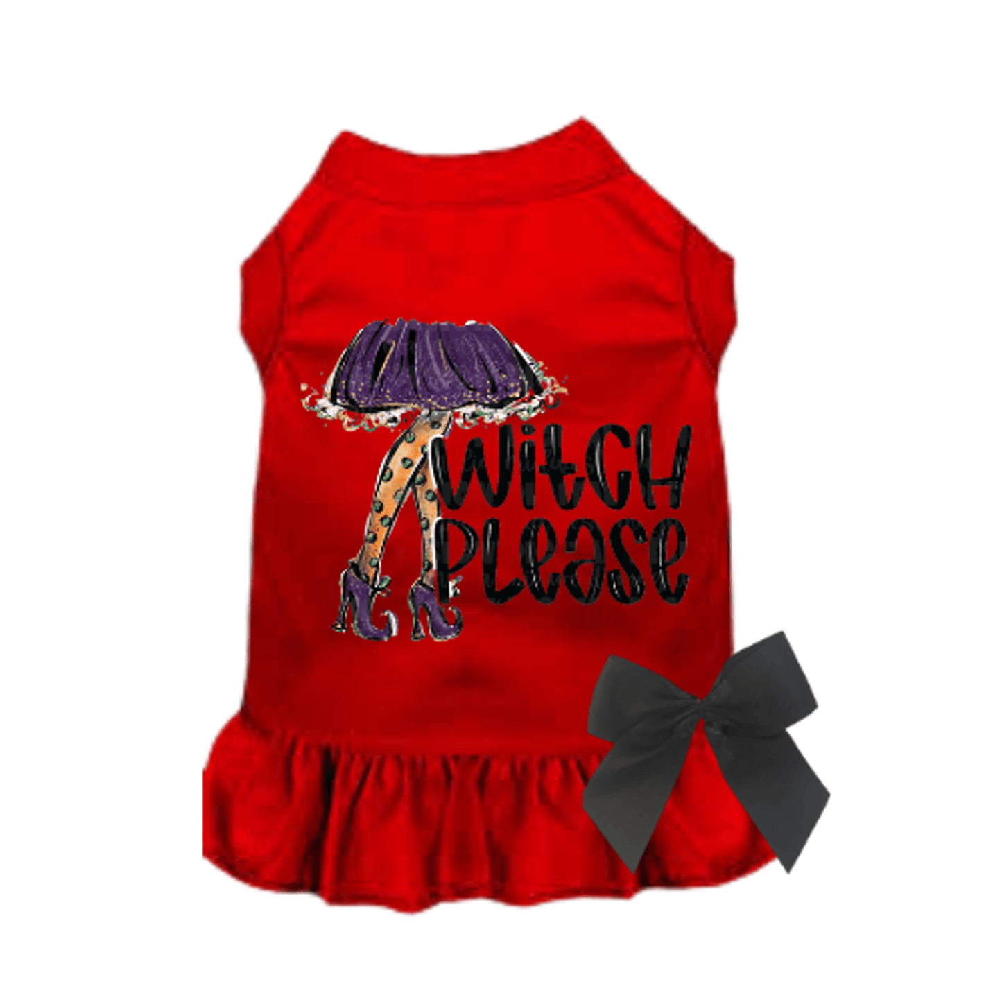 Witch Please Sleeveless Ruffle Dog Shirt for Halloween