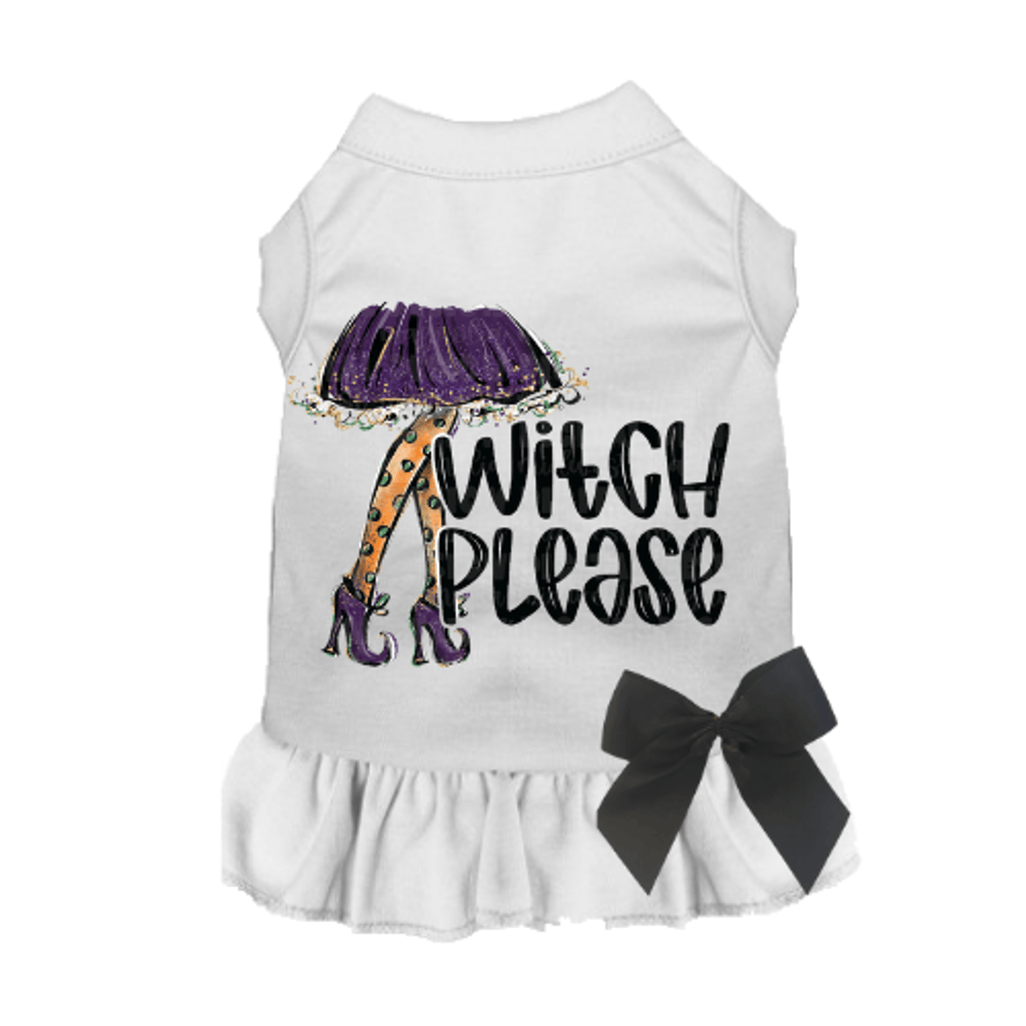 Witch Please Sleeveless Ruffle Dog Shirt for Halloween