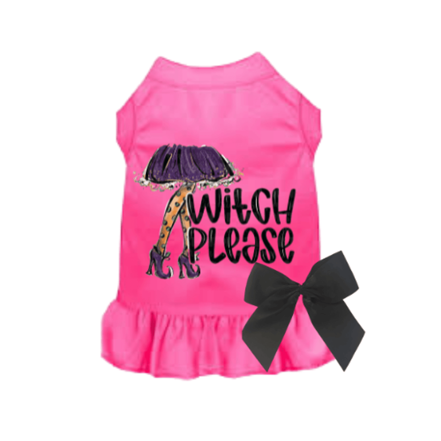 Witch Please Sleeveless Ruffle Dog Shirt for Halloween