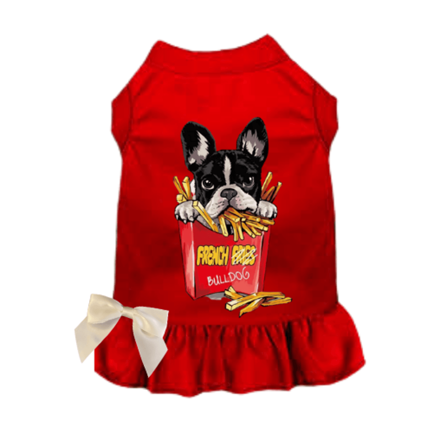 Ruffled Sleeveless Dog Shirt & Dress - Frenchie Fries Collection