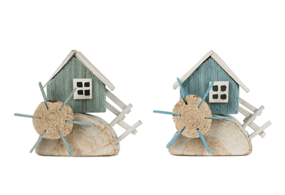 Nautical Water Wheel Décor Set Of 2 – 8.5"L X 7"H Wood