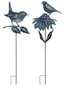 Whimsical Iron Bird Garden Stake Set (2 Pieces)