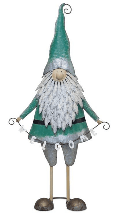 Gnome Welcome Sign In Teal - 22"L X 42.5"H Iron Decor