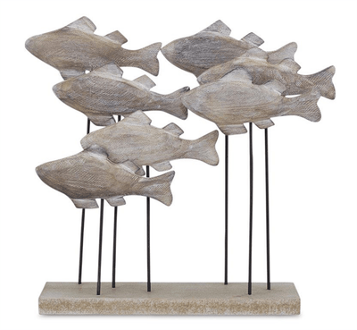 Fish School Wood And Metal Sculpture