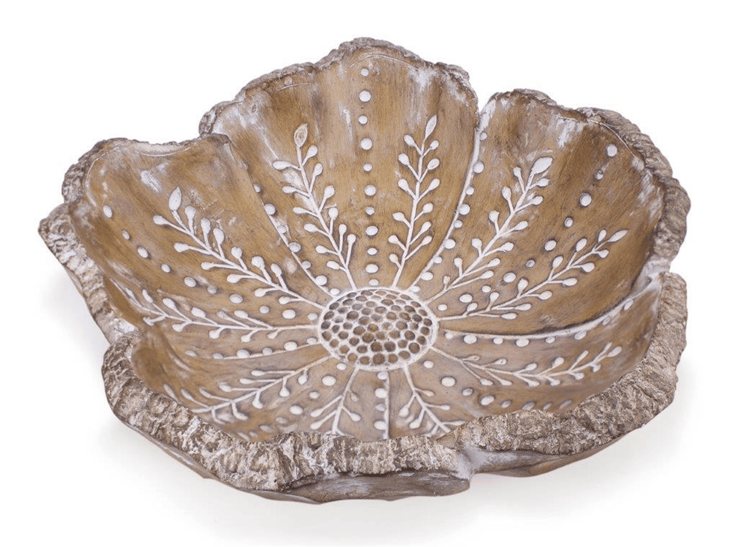 Boho Floral D?Corative Flower Bowl - 12.75"D X 3"H Resin