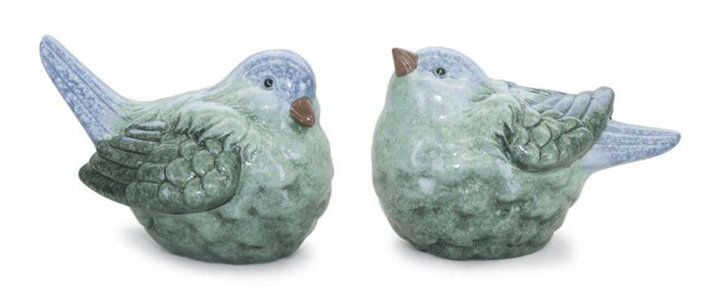 Elegant Terra Cotta Bird Figurines Set Of 2 In Soft Hues