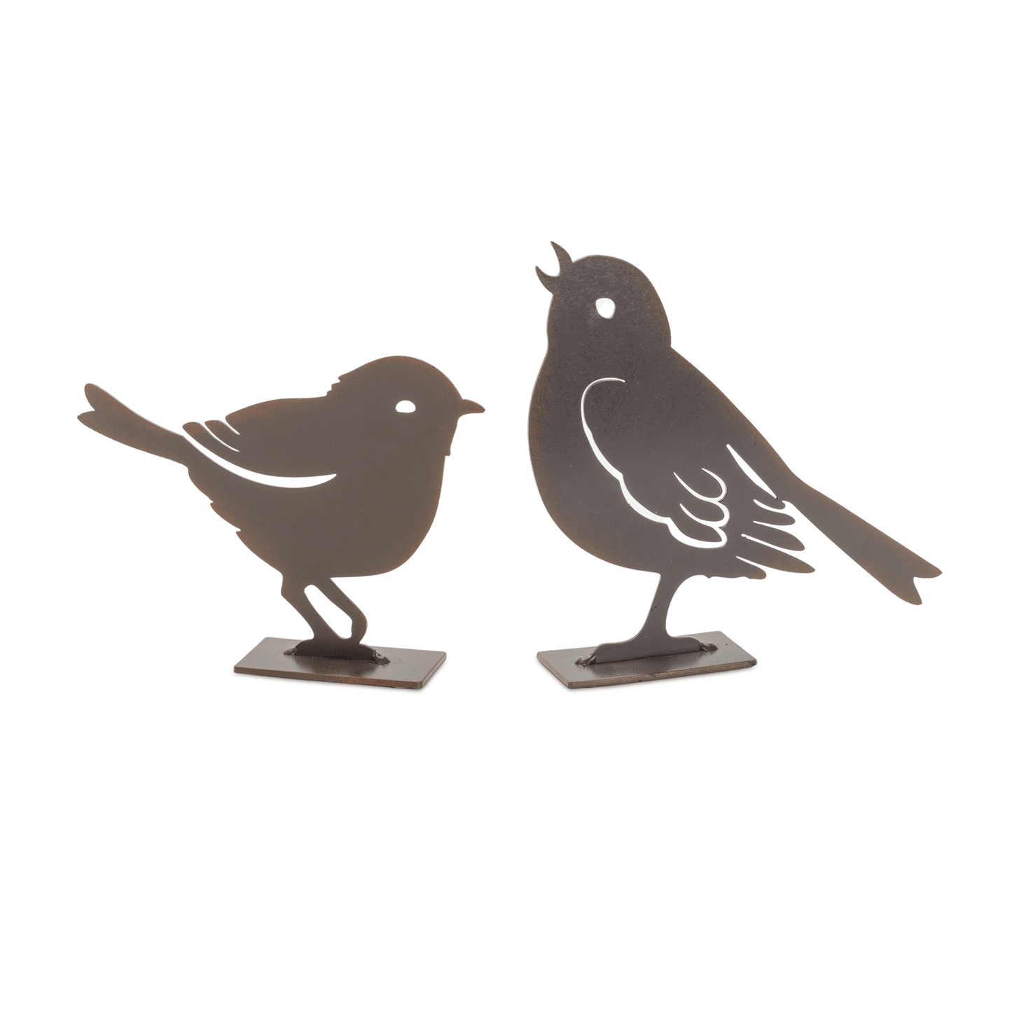 Rustic Metal Cut-Out Bird Figurines Set Of 4