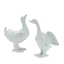 Set Of 2 Standing Duck Figurines In White Resin