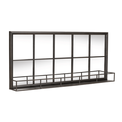 Elegant Iron & Glass Mirror With Shelf