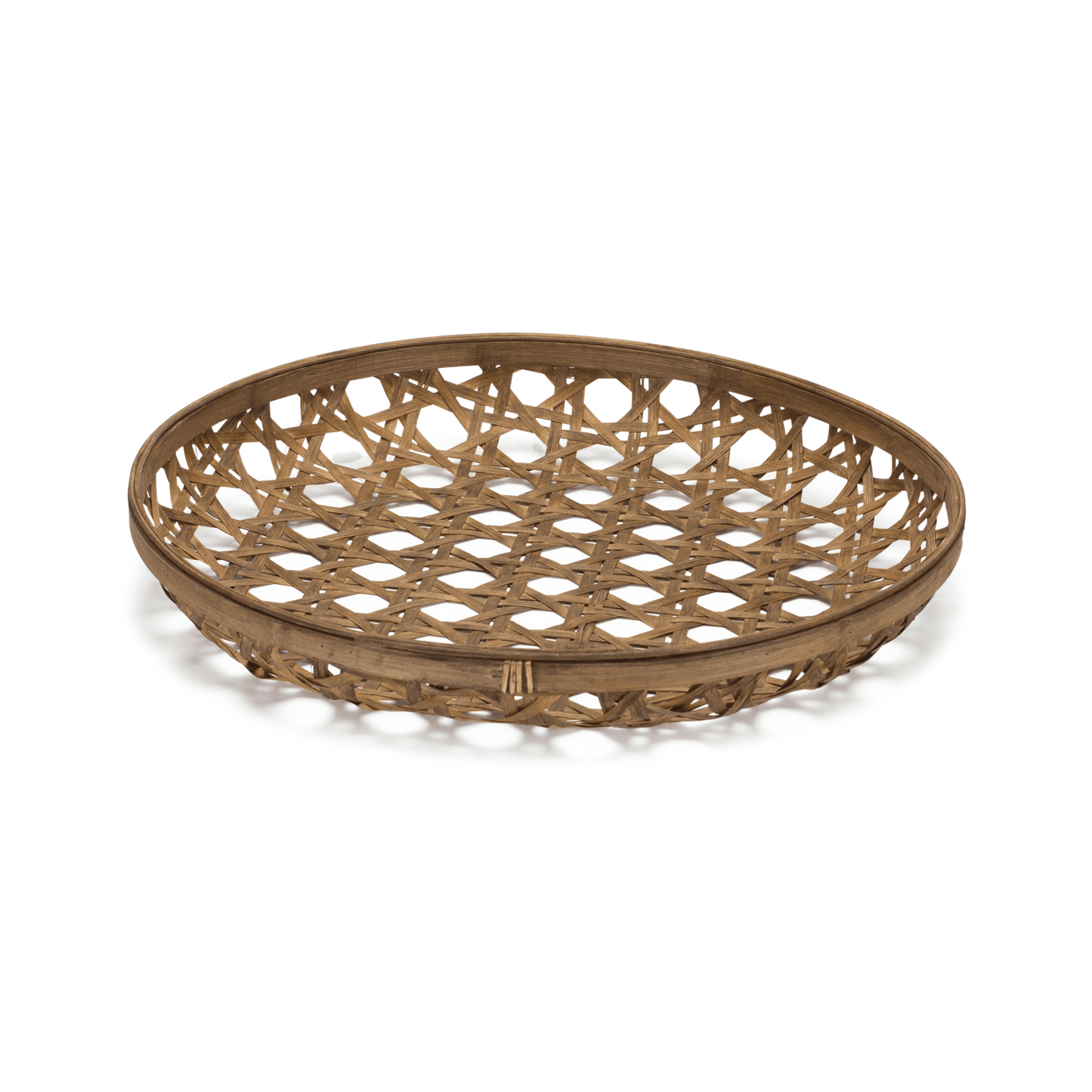 Elegant Bamboo Decorative Tray With Geometric Woven Design