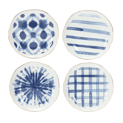 Ceramic Tie-Dye Plate Set - 7" Diameter (Set Of 4)