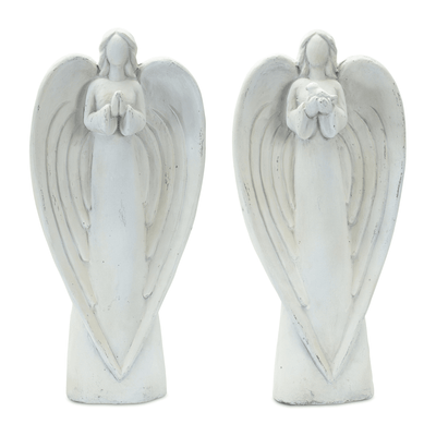 Elegant Angel Figurine Set Of 2 - 22"H Resin Decor