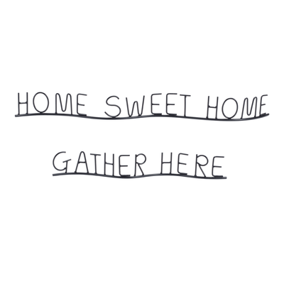 Elegant Metal Sentiment Décor Set - "Home Sweet Home" & "Gather Here"