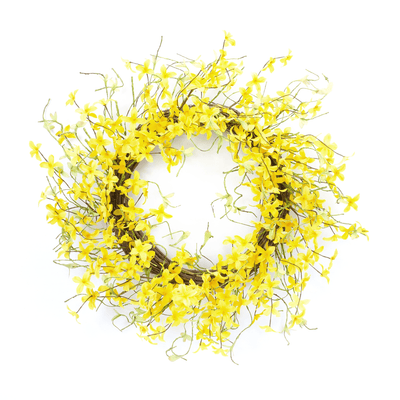 Elegant Forsythia Wreath With Durable Polyester Foliage, 21.75"D