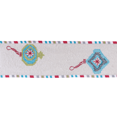 Wired Wool Holiday Ribbon - 4" X 5 Yards With Ornament Design