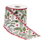 Wired Holiday Ribbon With Holly Berry Design - 4"X10 Yards