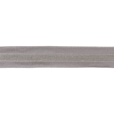 Elegant Wired Holiday Ribbon - 2.5" X 10 Yards In Glittered Grey Stripes