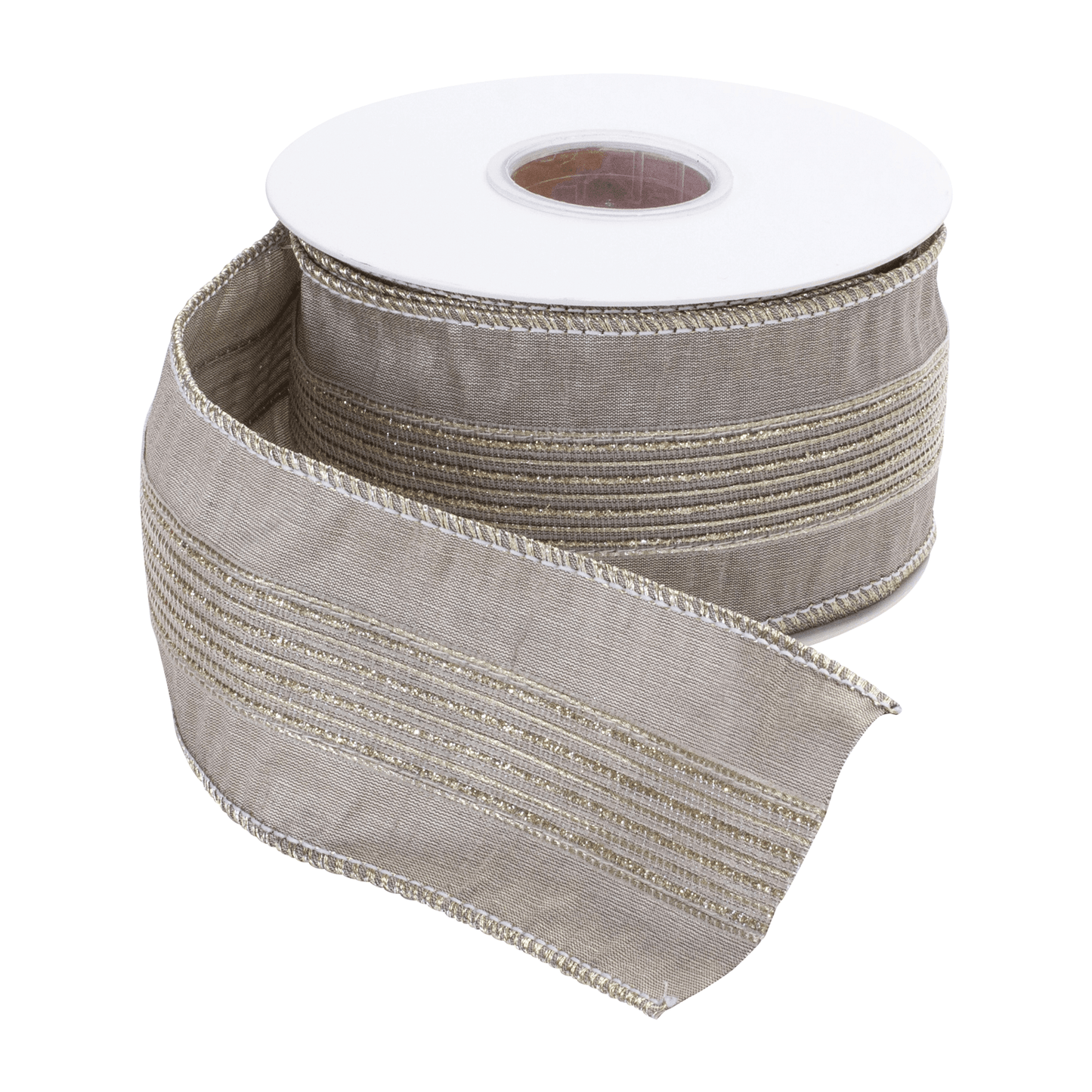 Elegant Wired Holiday Ribbon - 2.5" X 10 Yards In Glittered Grey Stripes