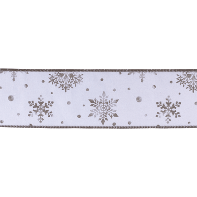 Wired Cotton Snowflake Ribbon - 4" X 10 Yards