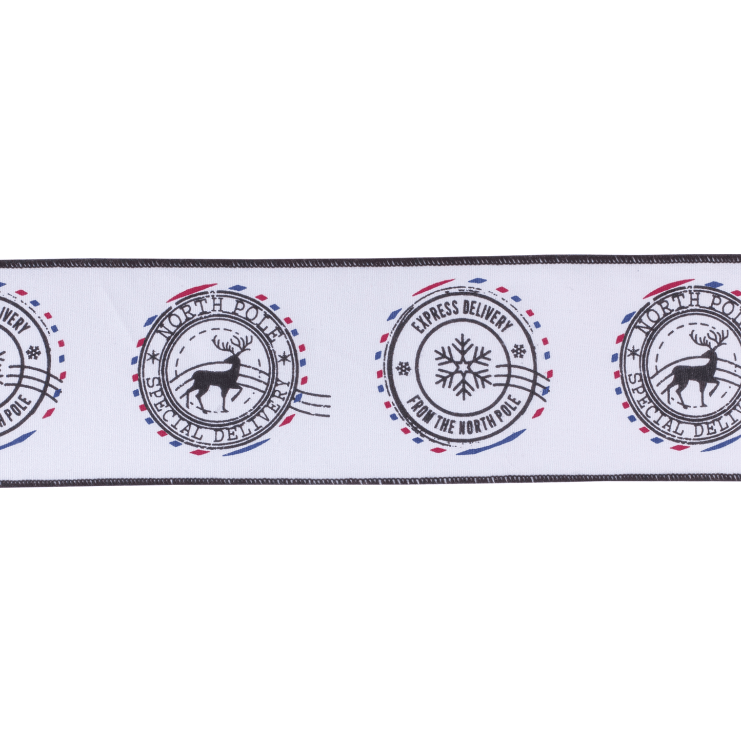 Wired Cotton Christmas Postal Ribbon - 4" X 5 Yards