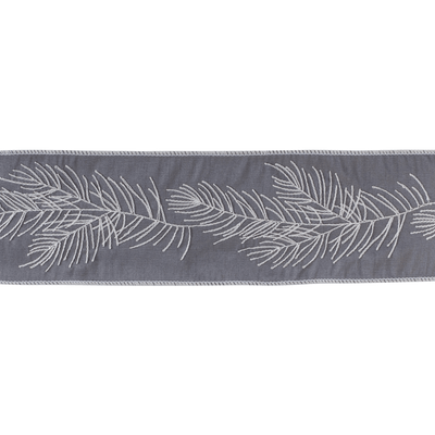 Wired Holiday Ribbon With Pine Branch Design - 4"X5 Yards