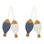 Coastal Fir Wood Fish Ornaments Set