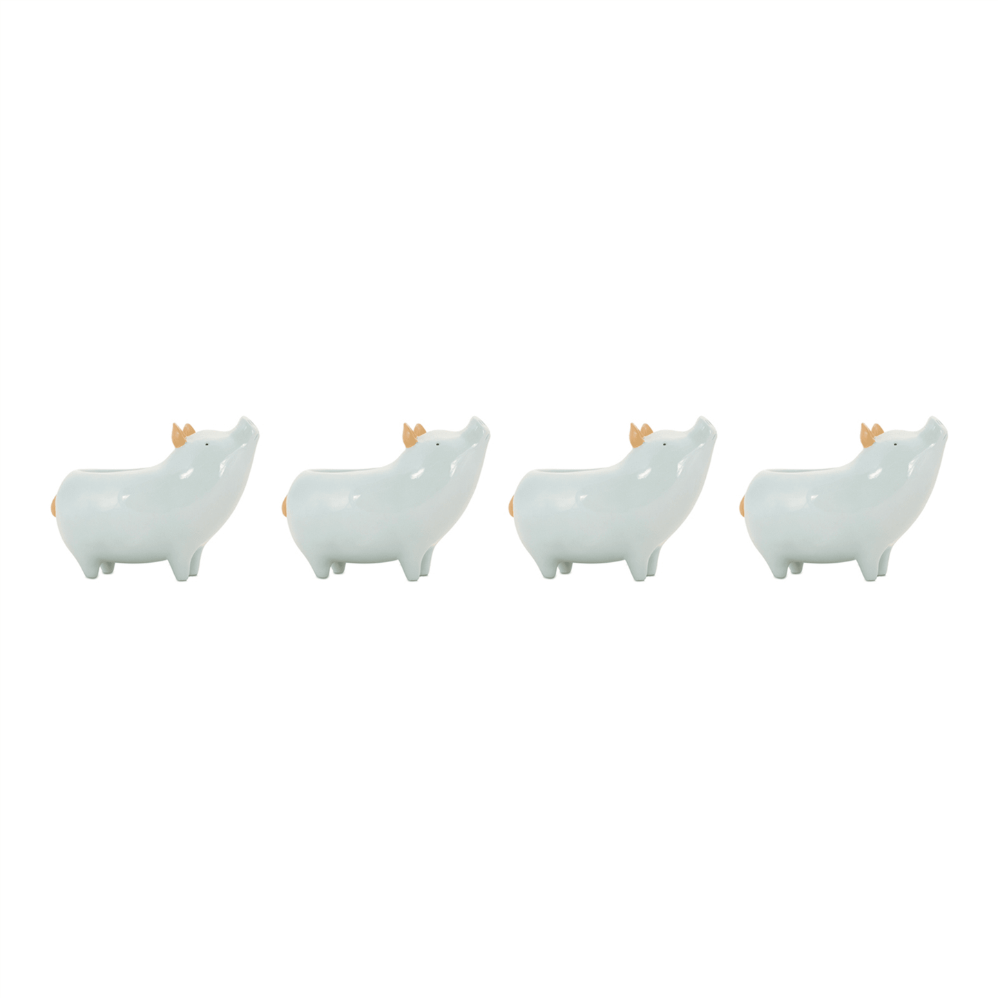 Elegant Blue And Gold Pig Planter Set