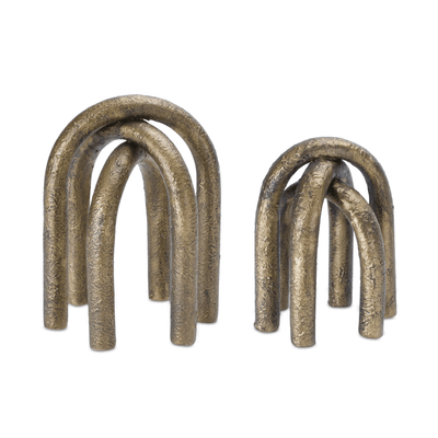 Modern Copper And Gold Metal Arches Sculpture Set