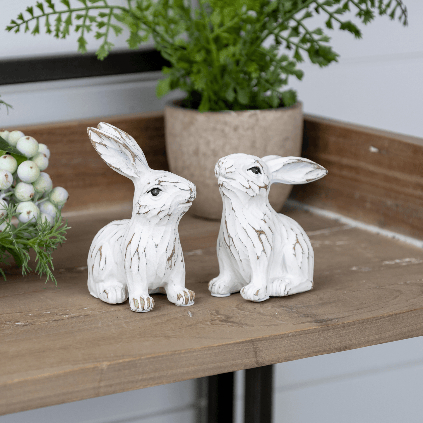 Elegant Carved Bunny Figurine In Resin