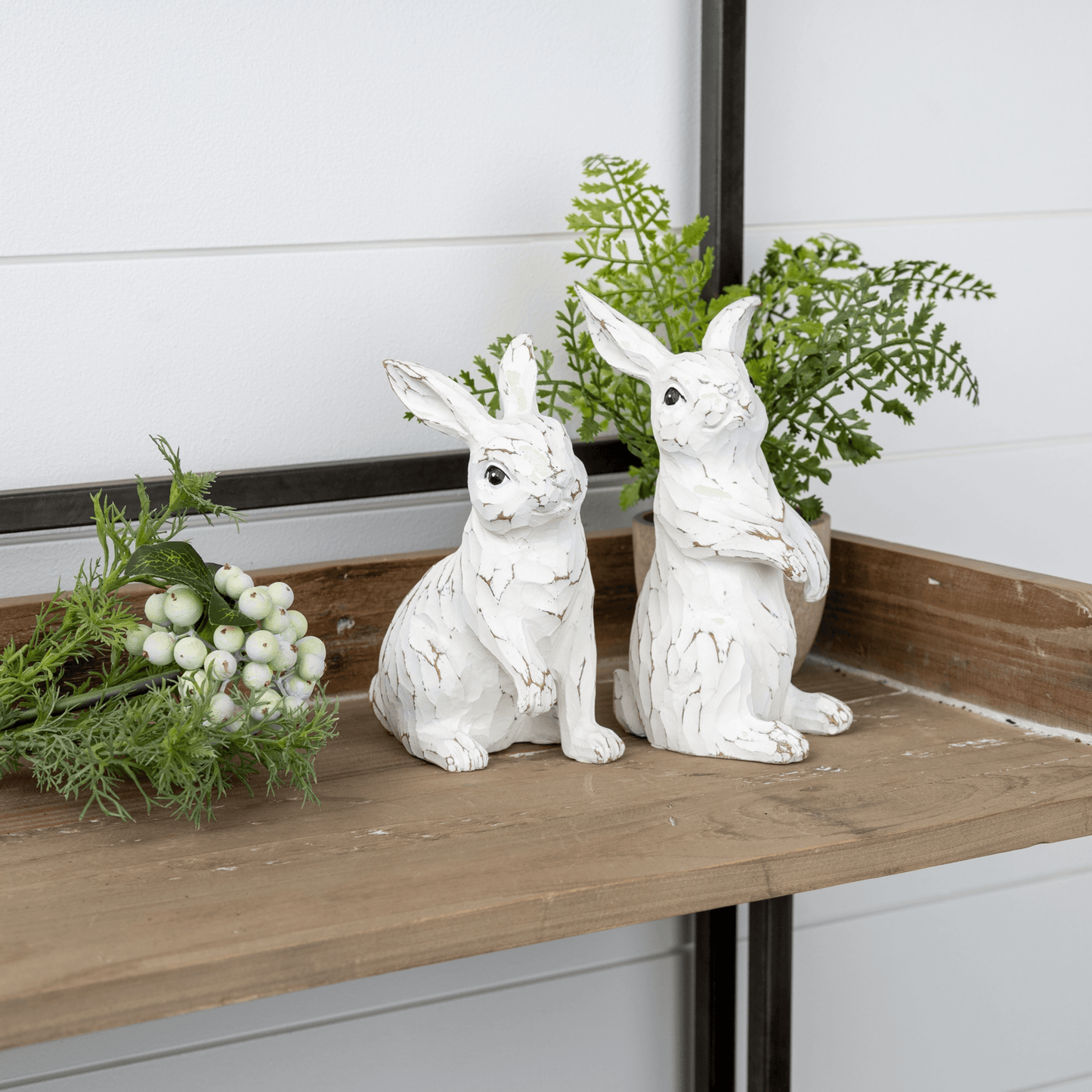 Elegant Carved Bunny Figurine In Resin