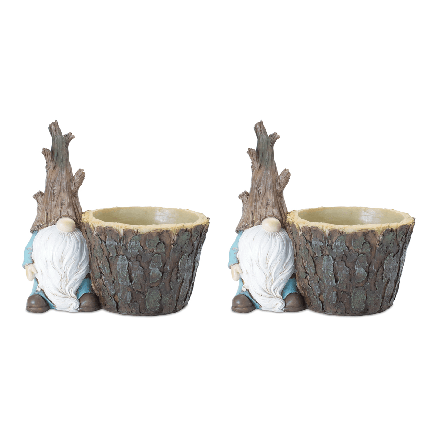 Whimsical Tree Trunk Gnome Planter