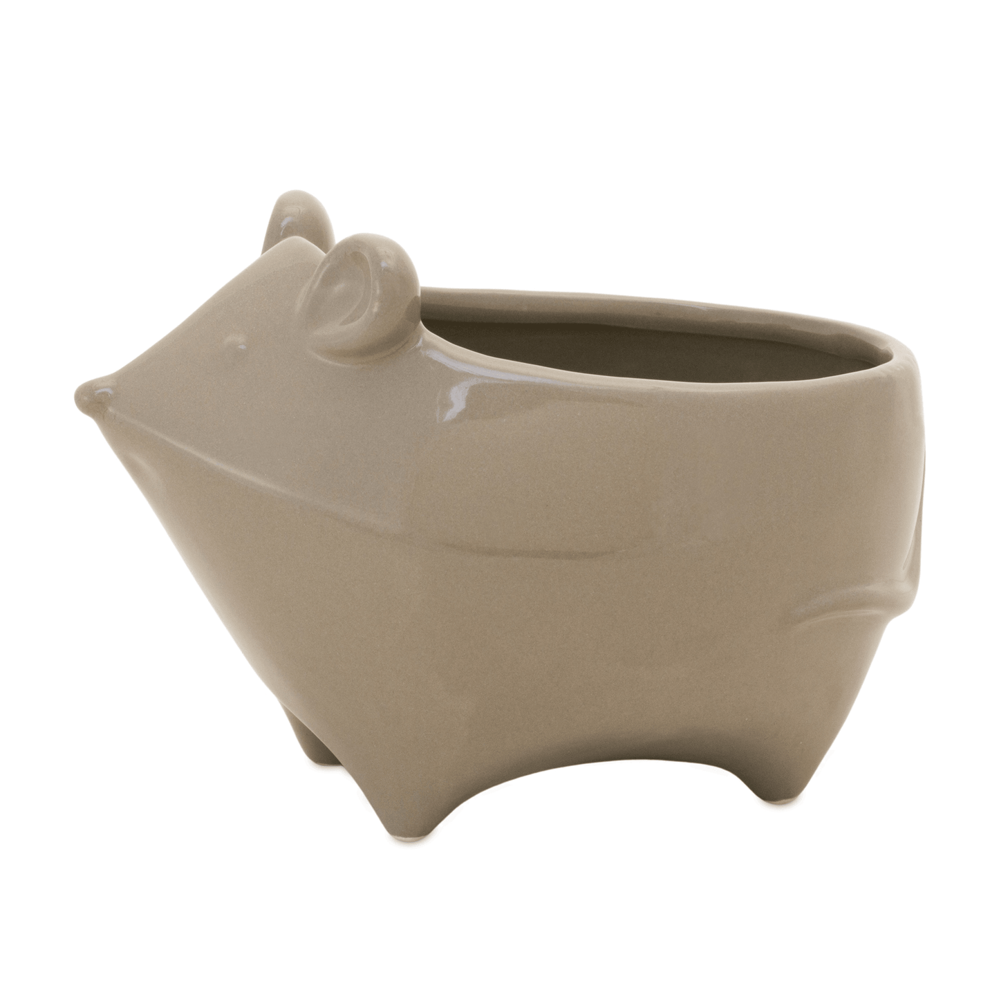 Ceramic Mouse Planter Set In Elegant Grey Tones