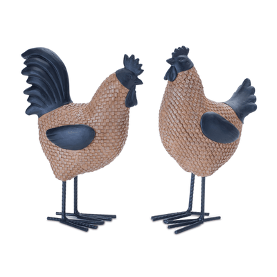 Wicker Hen And Rooster Farmhouse Decor Set