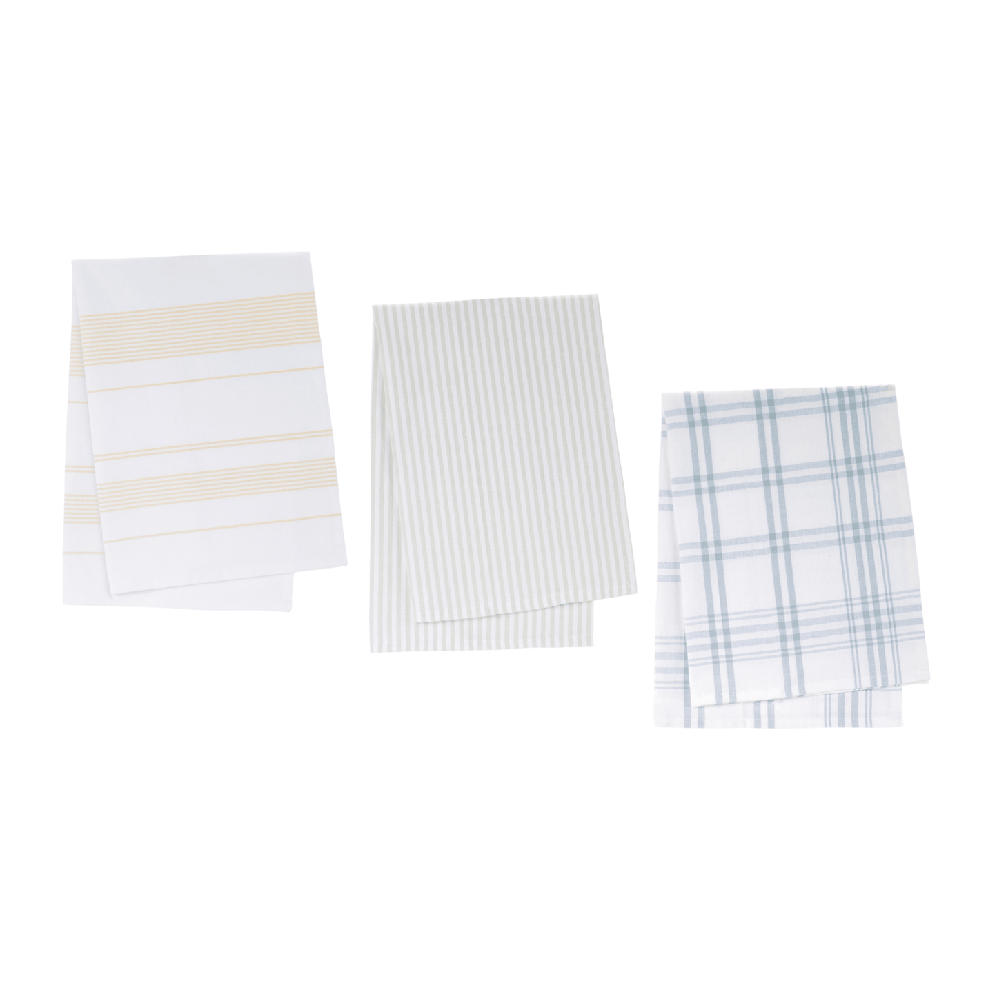 Elegant Cotton Tea Towels – Assorted Designs In Blue, White, And Yellow