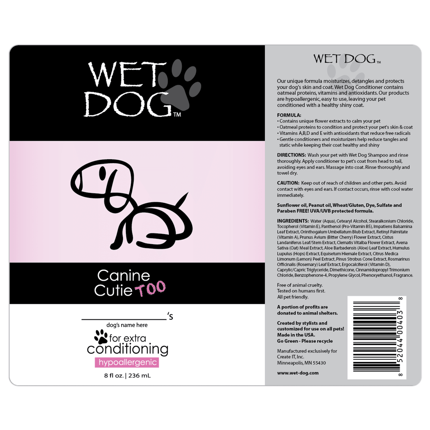 Wet Dog Canine Cutie Calming Conditioner for Dogs