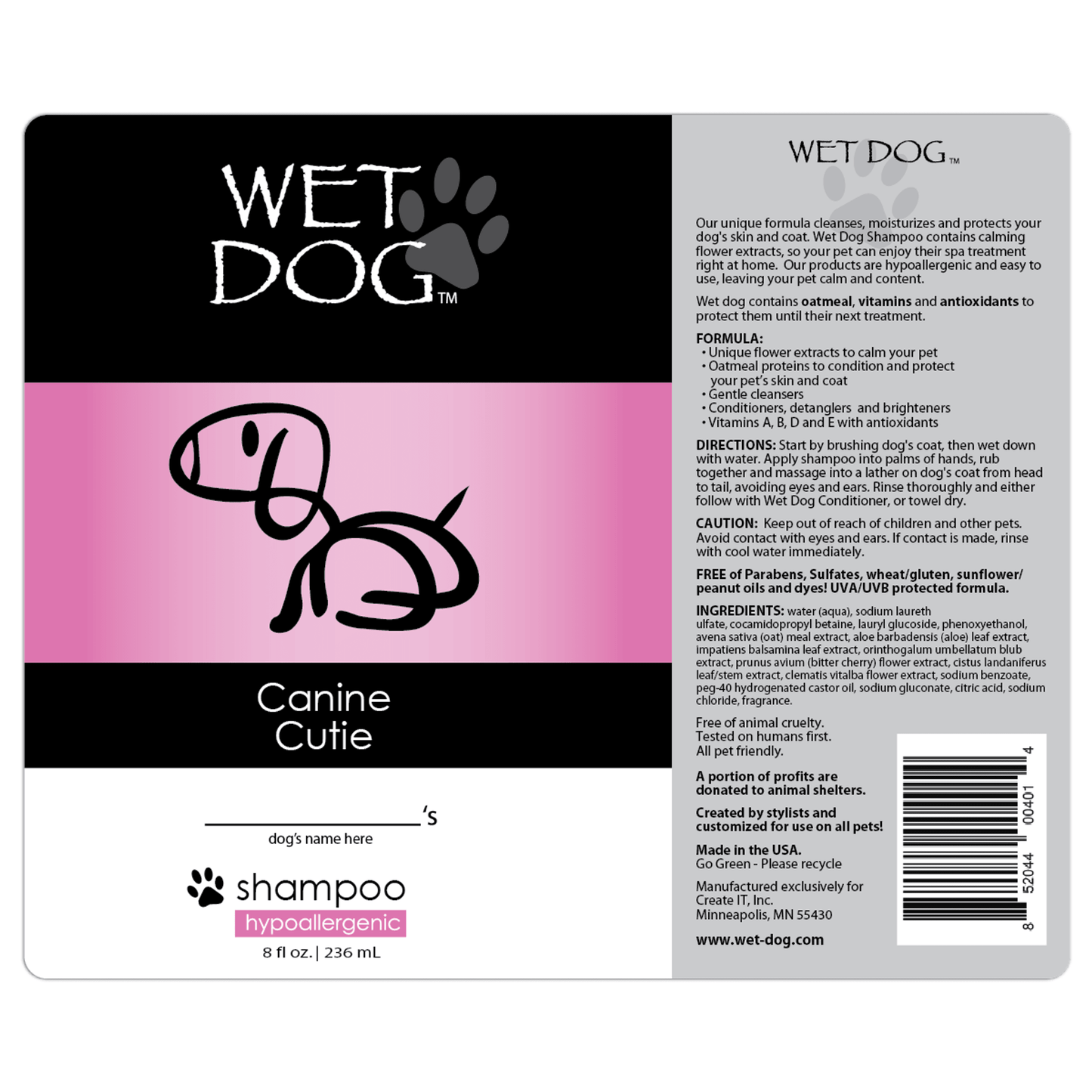 Wet Dog Canine Cutie Calming Shampoo for Dogs