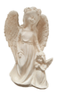 Guardian Angel Ivory Stone Figurine With Solar Powered Light