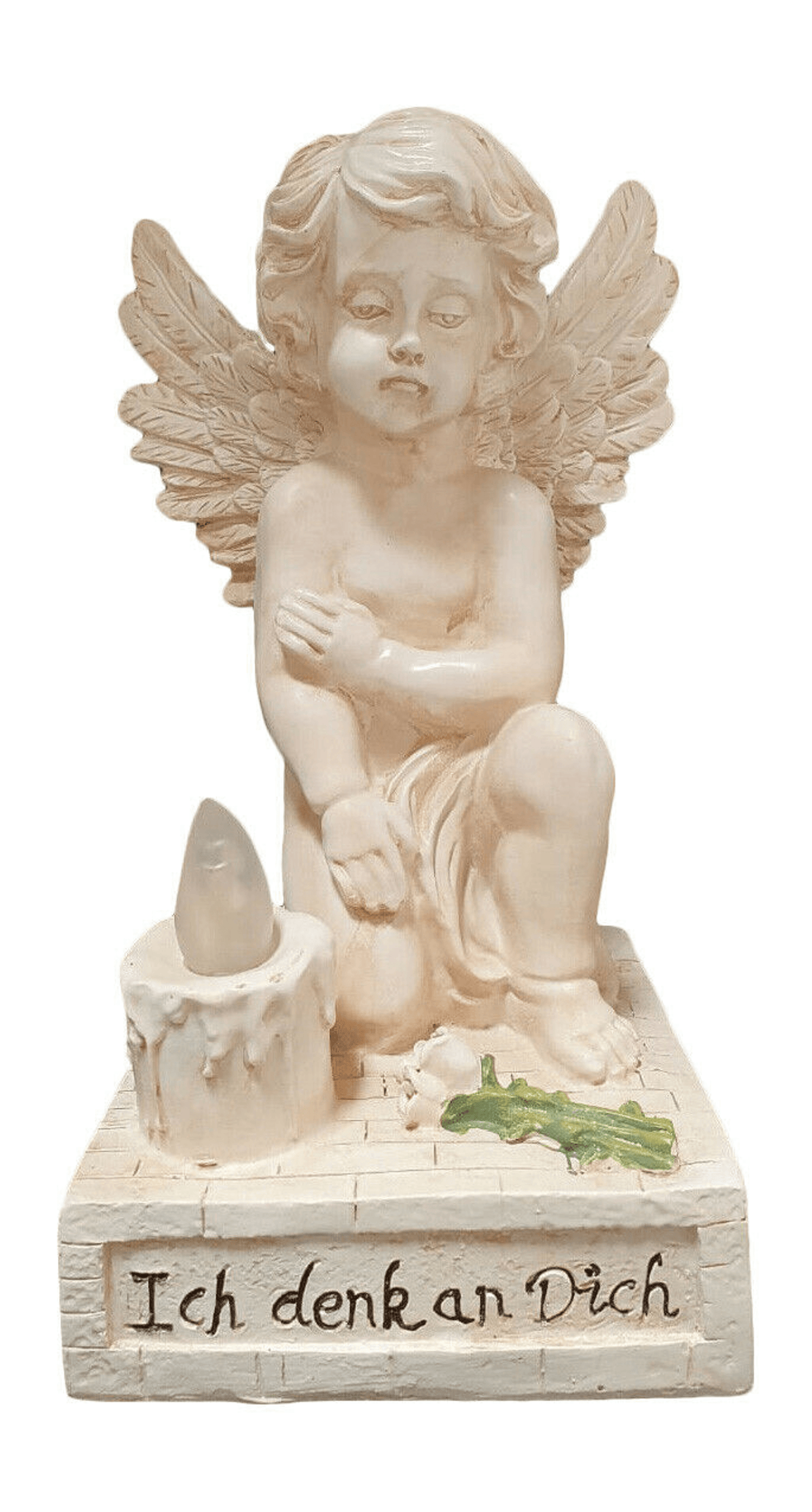 Ivory Stone Angel Figurine With Solar Light