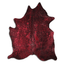 Burgundy Metallic Acid Washed Cowhide Area Rug On Black