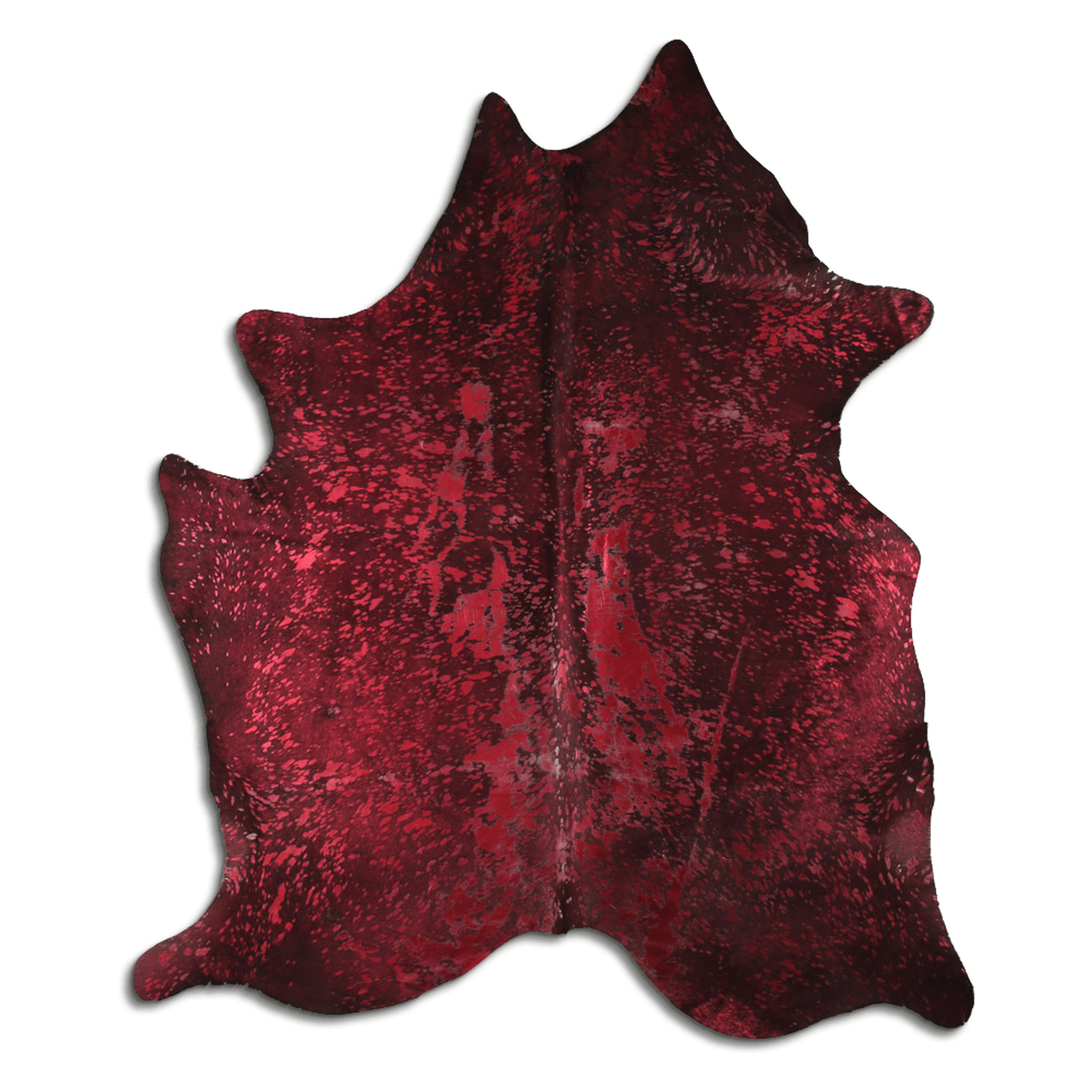 Burgundy Metallic Acid Washed Cowhide Area Rug On Black