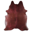 Burgundy Metallic On Brown Acid Washed Cowhide Area Rug