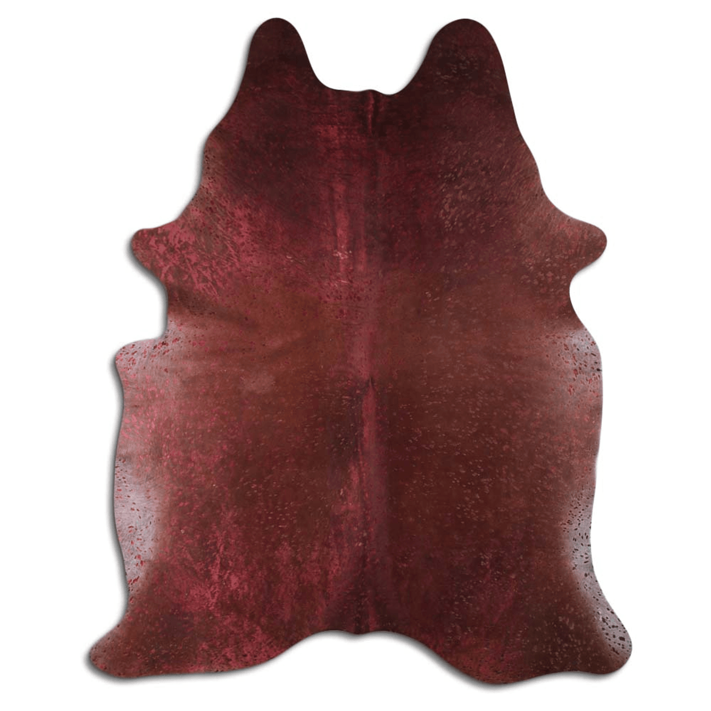 Burgundy Metallic On Brown Acid Washed Cowhide Area Rug