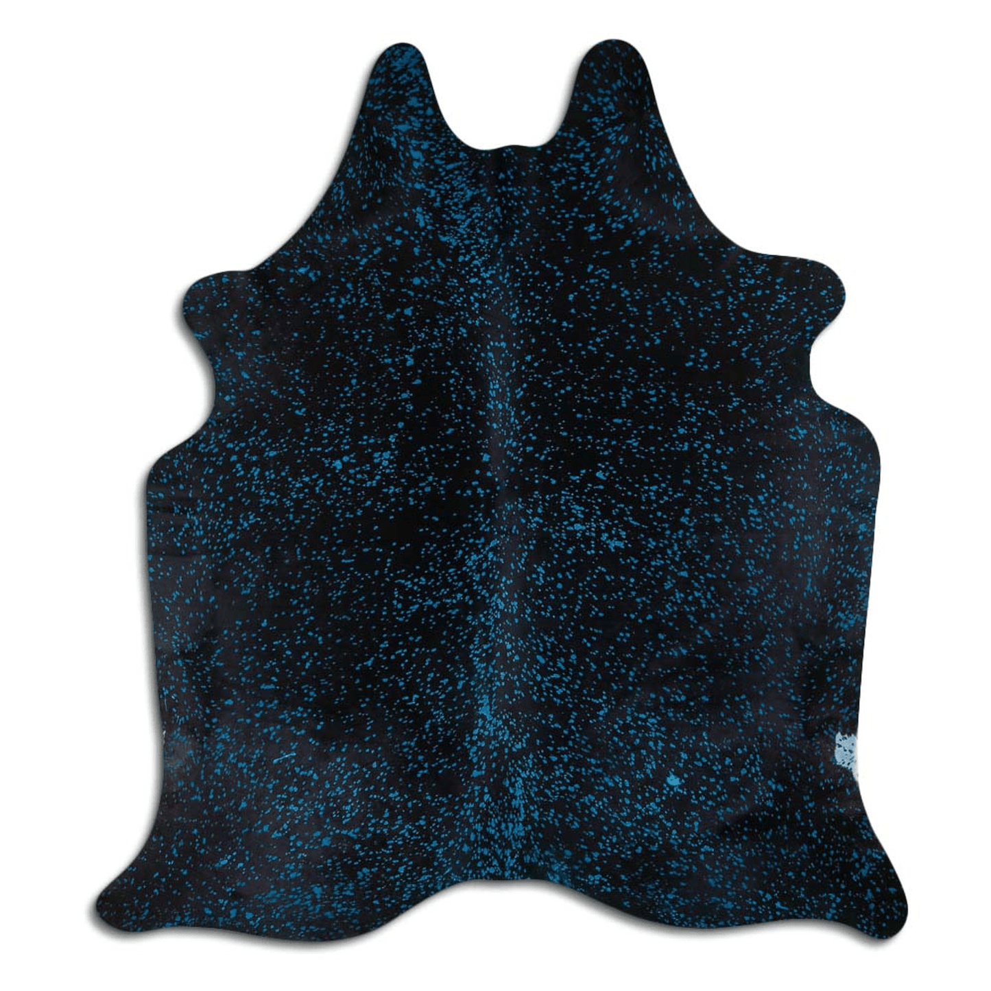 Acid Washed Blue And Black Cowhide Area Rug